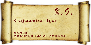 Krajcsovics Igor névjegykártya